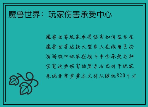 魔兽世界：玩家伤害承受中心